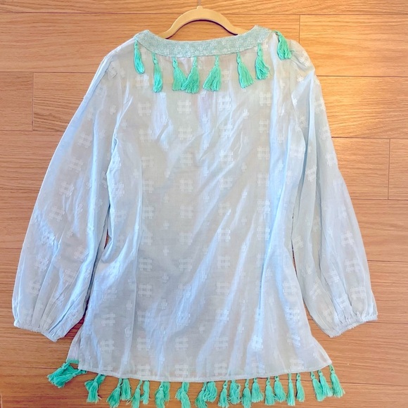 NWT!!! Gorgeous SAIL TO SABLE - WOMENS TUNIC Sz Small color sky blue & teal - Picture 3 of 5
